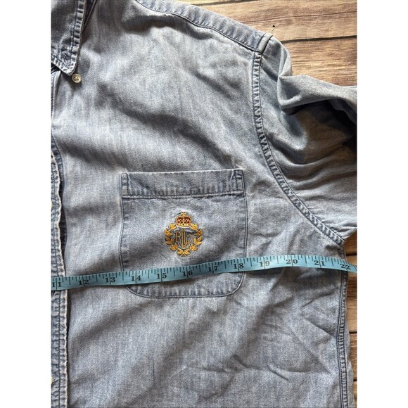 Lauren Ralph Lauren Denim Jean Shirt Womens M Crown Crest Cotton Blue Vintage - Picture 5 of 7